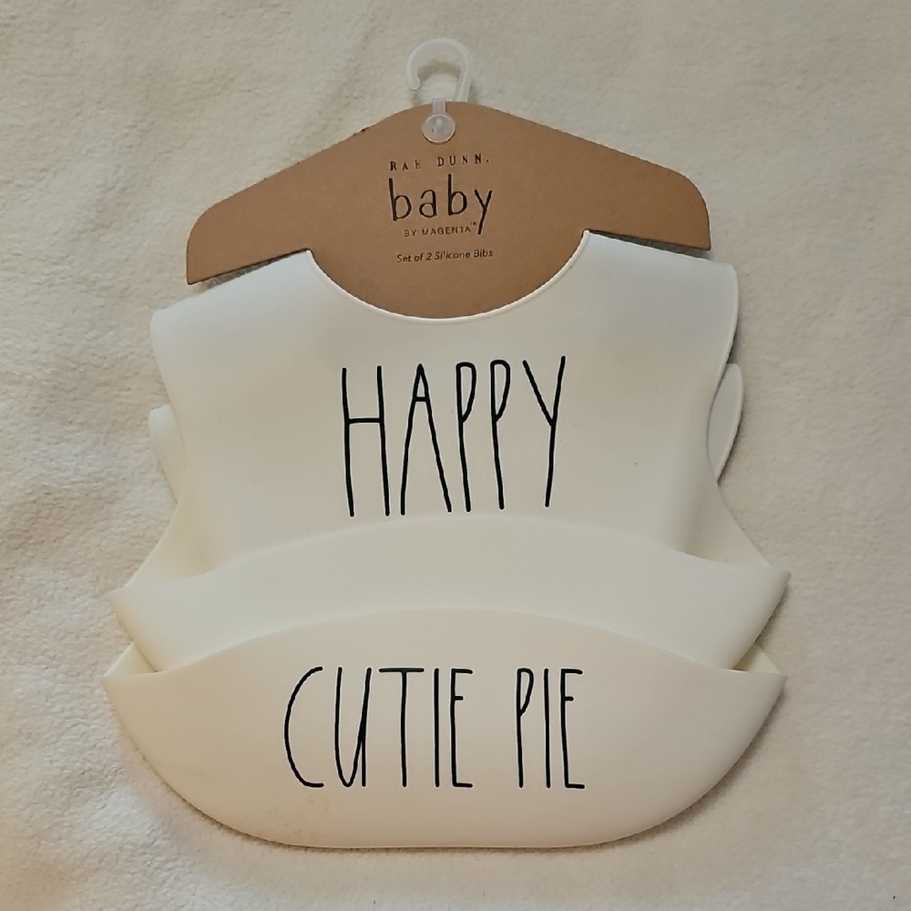 Rae Dunn Baby Silicone Catchall Bibs - Off-White